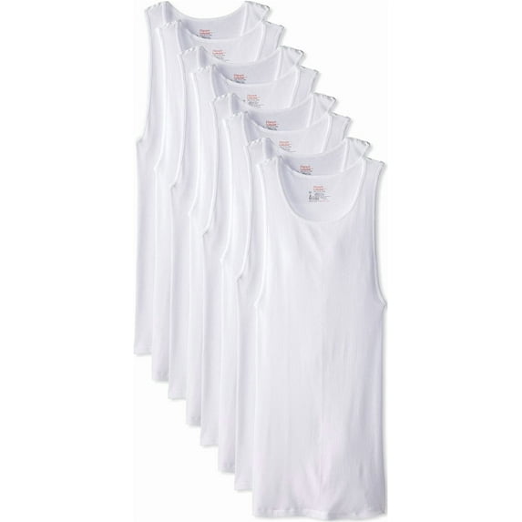 Mens ComfortSoft White Tagless Tank Value 8-Pack