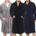 thumbnail image 1 of Mens Comfy Warm Fleece Flannel Robe V Neck Long Sleeve Plush Shawl Kimono Bathing Bathrobe, 1 of 6