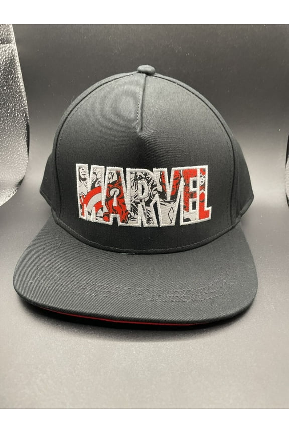 Mens Comic Marvel Logo Adjustable Straight Hat