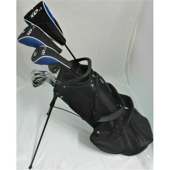 Mens Complete Golf Set - Right Handed Clubs Driver, Fairway Wood, Hybrid, Irons, Putter, Stand Bag Regular Flex
