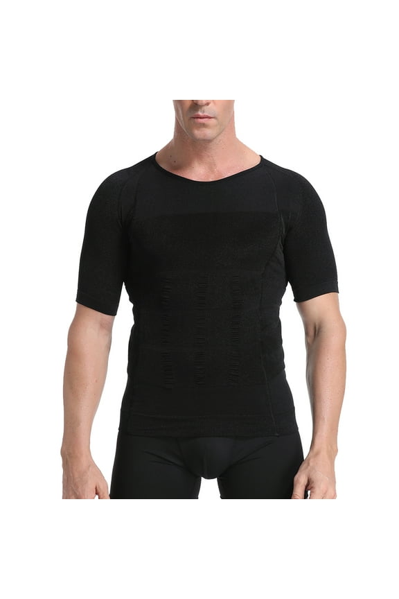 Mens Compression Body Shaper Hide Moobs Undershirt Slimming Shapewear Shorts Sleeves Vest Tank Top