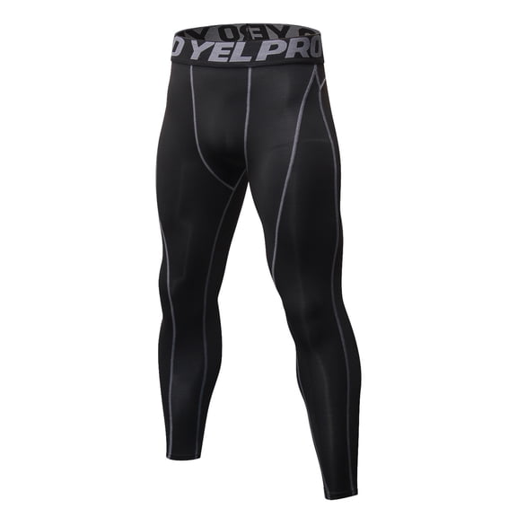 Mens Compression Pants Running Leggings Spandex Gym Workout Tights Athletic Sport Base Layer Cycling Football Soccer Size 2XL Gray