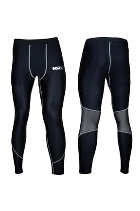 Men's Compression Athletic Pants Thermal Base Layer Tights for Running, Gym, and Training - Black/Grey, Small