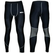 MRX Mens Compression Athletic Pants Thermal Base Layer Tights for Running, Gym, and Training - Black/Grey, Small