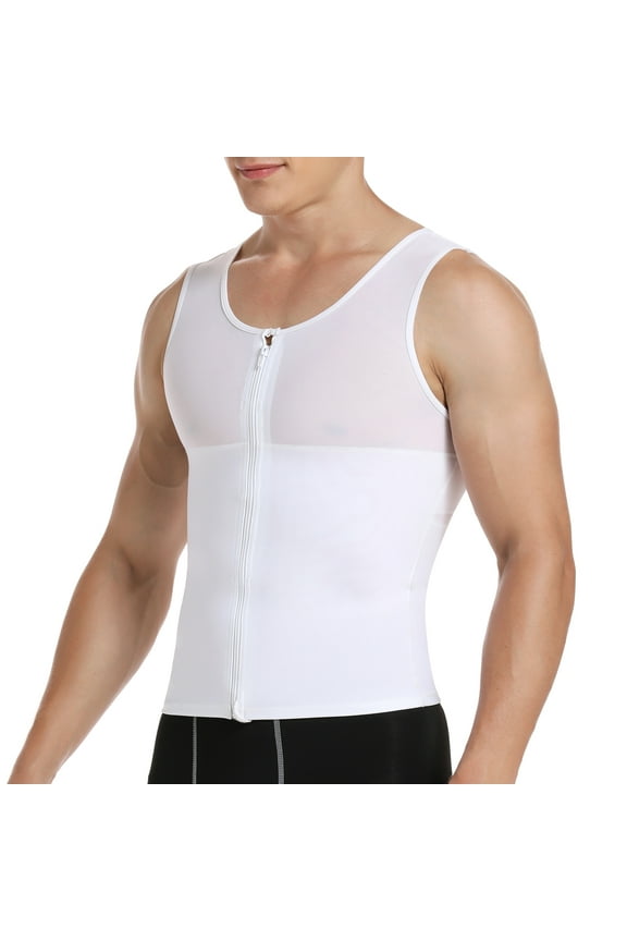 Mens Compression Seamless Slimming Vest Waist Trainer Tank Top Tummy Control Hide Gynecomastia Undershirt