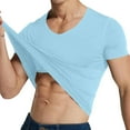 thumbnail image 1 of Mens Compression Shirt Qiggri Men's Solid Color V-Neck Short-Sleeved Pullover T-Shirt Fitness and Outdoor Seamless Stretch Tight Top Mens Shirts Casual Stylish, 1 of 7
