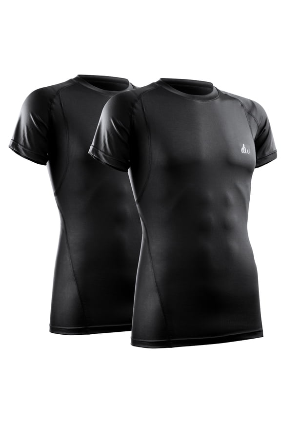 Mens Compression Shirt Short Sleeve Dry-fit Athletic Base-layer T-shirt - 2 Pack
