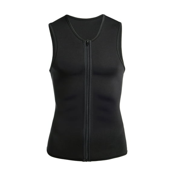 Mens Compression Shirt Slimming Body Shaper Vest Waist Trainer Workout Tank Tops Back Support Undershirts with Zipper Breathable Control