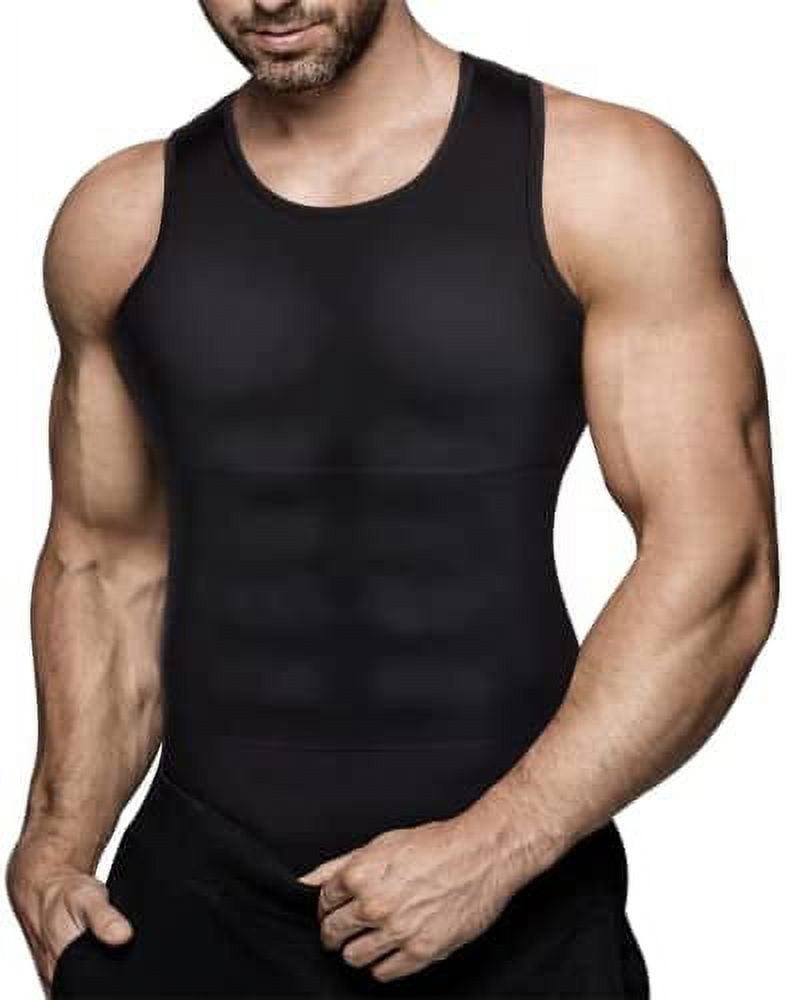 Unique Bargains Mens Slim Body Shaper Tummy Belly Fatty Underwear Vest T Shirt  Shapewear L Black : Target