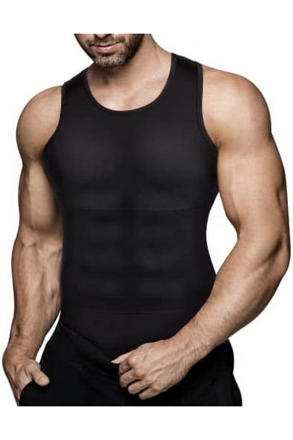 Mens Compression Shirt Slimming Body Shaper Vest Workout Tank Tops Abs Abdomen Undershirts Sports Gym 2023
