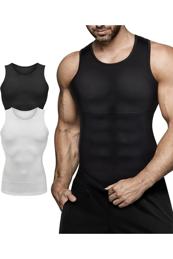 Mens Compression Shirt Slimming Body Shaper Vest Workout Tank Tops Abs Abdomen Undershirts