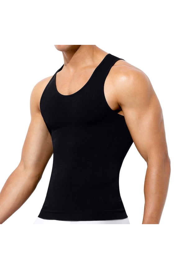 Mens Compression Shirt Tank Top Body Shaper Slimming Tummy Control Vest Chest Support Shaping Undershirt for Workout Daily Wear