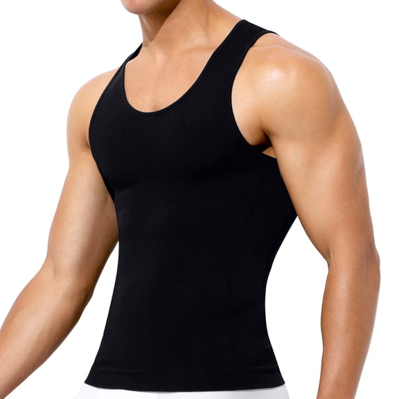 Mens Compression Shirt Tank Top Body Shaper Slimming Tummy Control Vest Chest Support Shaping Undershirt for Workout Daily Wear