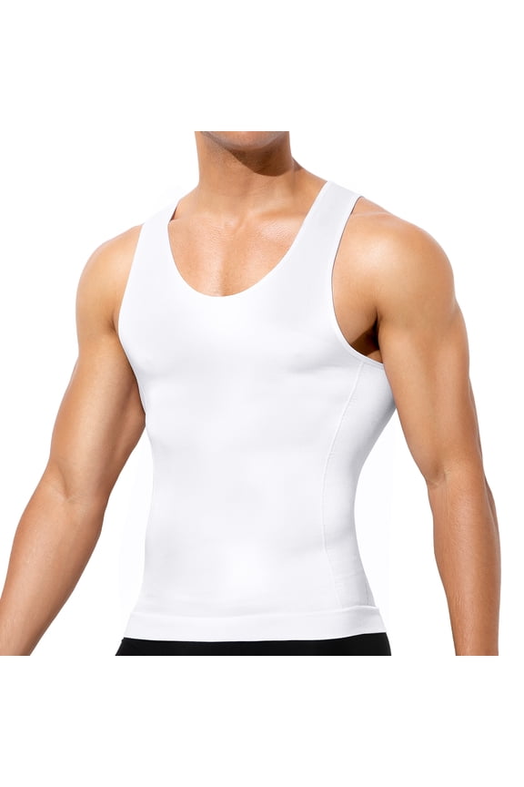 Mens Compression Shirt Tank Top Body Shaper Slimming Tummy Control Vest Chest Support Shaping Undershirt for Workout Daily Wear