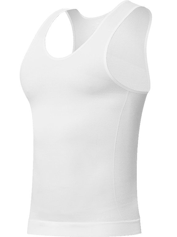 Men's Compression Shirt Tank Top Stretch Base Layer Undershirt for Workout, Daily Wear, White, AK4307