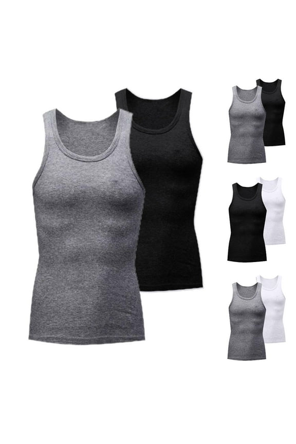 Mens Compression Shirts Body Shaper Slimming Tank Top Undershirts Shaper High Elastic Breathable 2 Pack Size 3XL White