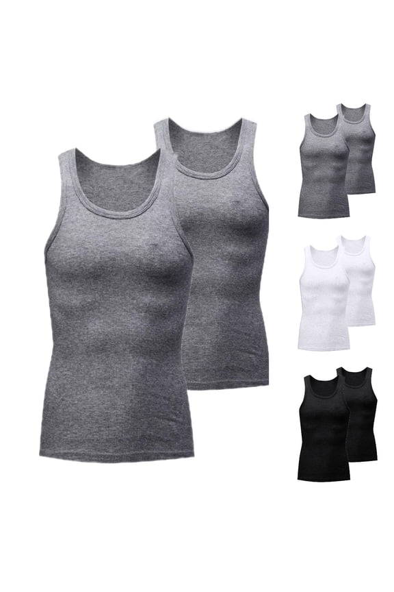 Mens Compression Shirts Body Shaper Slimming Tank Top Undershirts Shaper High Elastic Breathable 2 Pack Size 3XL White