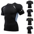 thumbnail image 1 of Mens Compression Shirts Short Sleeve Athletic T Shirt Running Tops Cool Dry Workout Gym Undershirt Light Green XL, 1 of 3