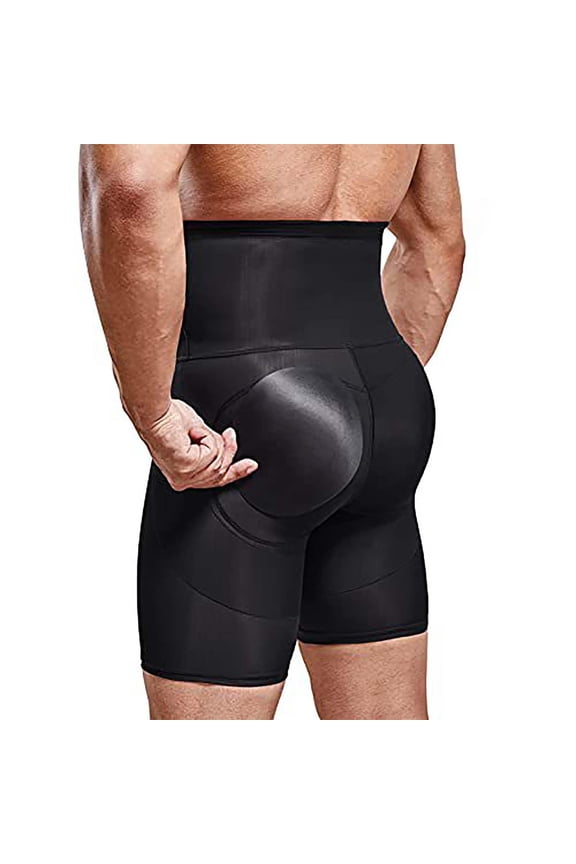 Mens Compression Shorts Long Shapewear Tummy Control Underwear High Waist Slimming Body Shaper Leg Tights Boxer Birefs Gym Clothes Athletic Underpants Trainer Body-Slimmer