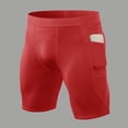thumbnail image 1 of Mens Compression Shorts Running Spandex Underwear with Pockets Workout Gym Athletic Sports Tight Shorts(Red,XXL), 1 of 3