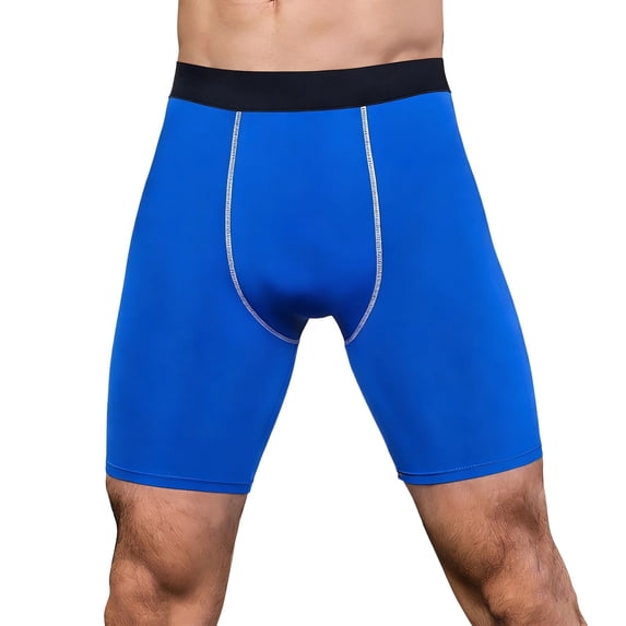 Mens Compression Shorts Sports Running Tights Underwear Athletic Workout Spandex Base Layer Short Bike Basketball Blue Size XXL