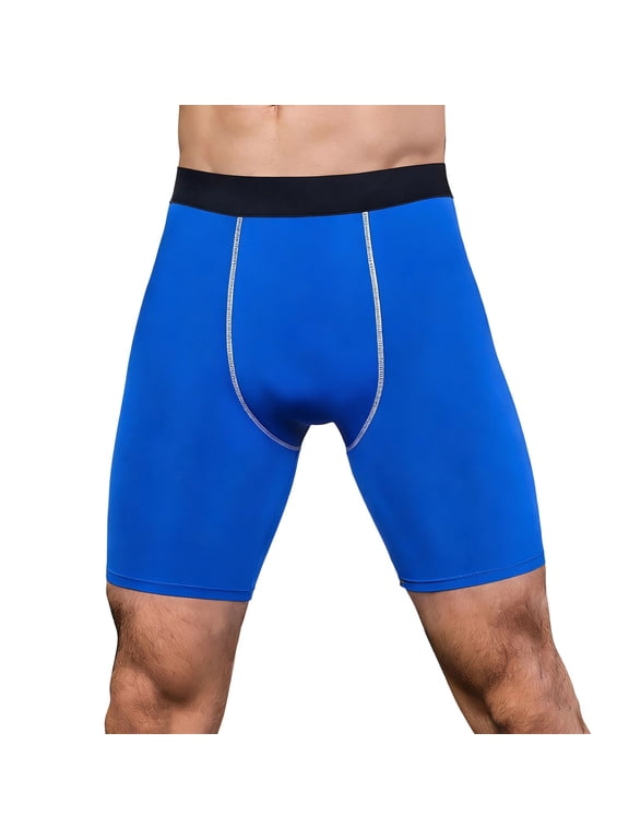 Mens Compression Shorts Sports Running Tights Underwear Athletic Workout Spandex Base Layer Short Bike Basketball Blue Size XXXL