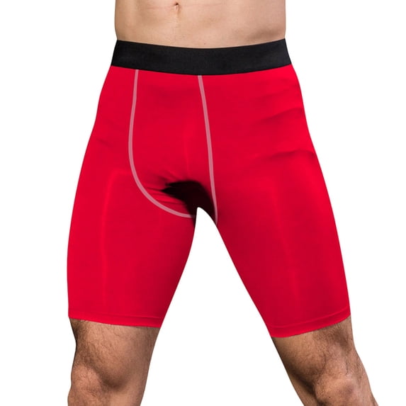 Mens Compression Shorts Sports Running Tights Underwear Athletic Workout Spandex Base Layer Short Bike Basketball Red Size S