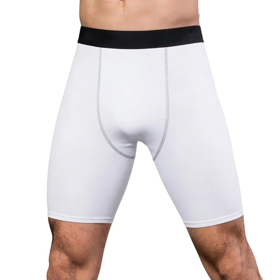 Mens Compression Shorts Sports Running Tights Underwear Athletic Workout Spandex Base Layer Short Bike Basketball White Size XL