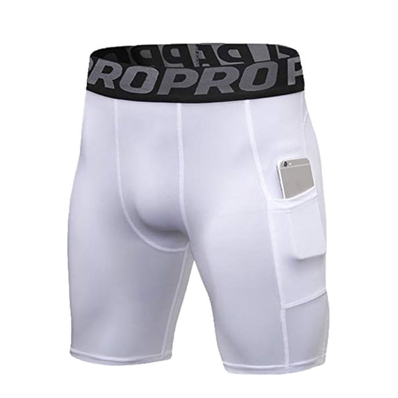 Mens Compression Shorts with Pocket Spandex Sports Athletic Running Quick Dry Compression Underwear for Men