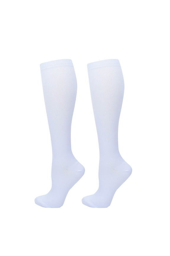 Mens Compression Socks Stretchy Over-the-Calf Casual Solid Color Breathable Nylon Athletic Workout Running Long Tube-Sock