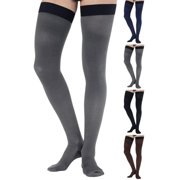 Mens Compression Stockings 20-30 mmHg for Varicose Veins, Edema - Grey, Medium