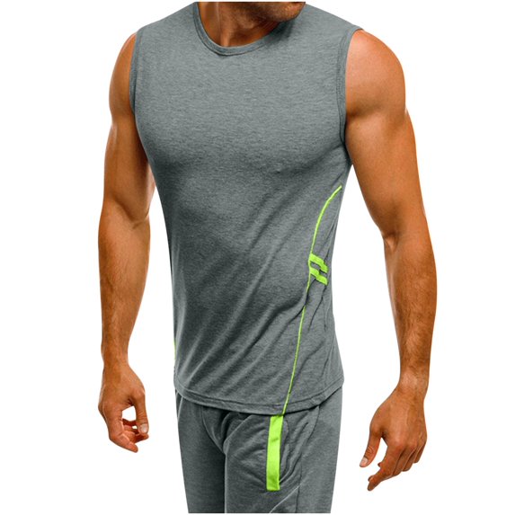 Mens Compression Tank Top Qiggri Fashionable Men's Solid Color Casual Tight Fitting Round Neck Sleeveless Top Summer Shirts
