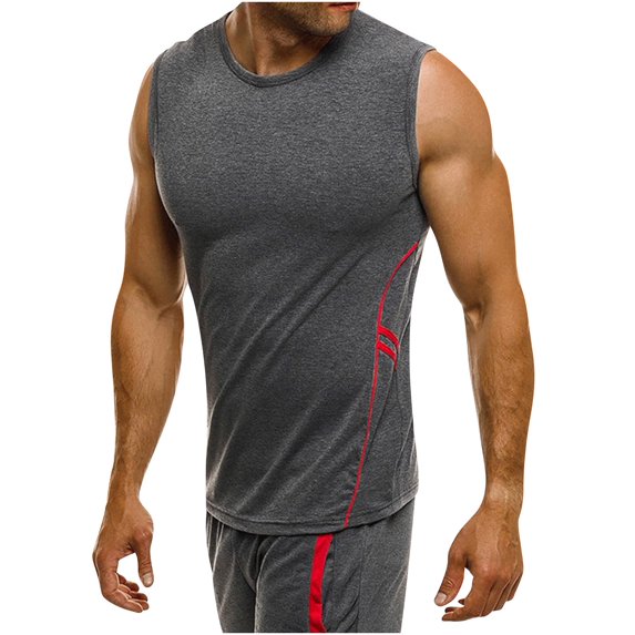 Mens Compression Tank Top Qiggri Fashionable Men's Solid Color Casual Tight Fitting Round Neck Sleeveless Top Summer Shirts