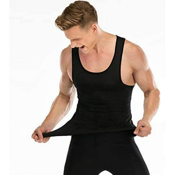 Mens Compression Tank Top Slimming Body Shaper Vest Shirts Abs Slim Gym