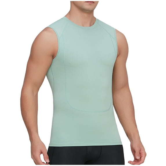 Mens Compression Tank Tops Quick-Drying Sleeveless Crewneck Undershirts Shirts Stretchy Slim Pullover Solid Color Breathable Athletic Workout Vests