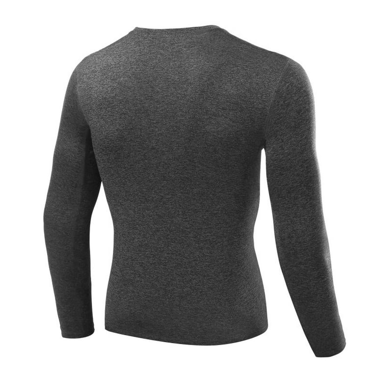 Mens Compression Long Sleeve Shirt Base Layer Top Gym Sports Workout High  Neck