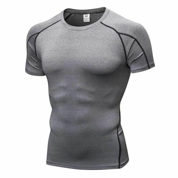 Mens Compression Under Shirt Base Layer Tops Quick Dry Crew Neck T-shirt,Athletic Running Gym Workout Short Sleeve Tee Tops