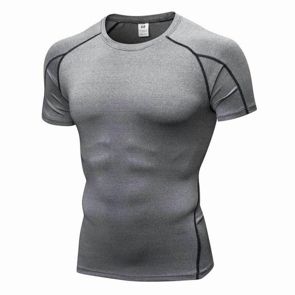 Mens Compression Under Shirt Base Layer Tops Quick Dry Crew Neck T-shirt,Athletic Running Gym Workout Short Sleeve Tee Tops