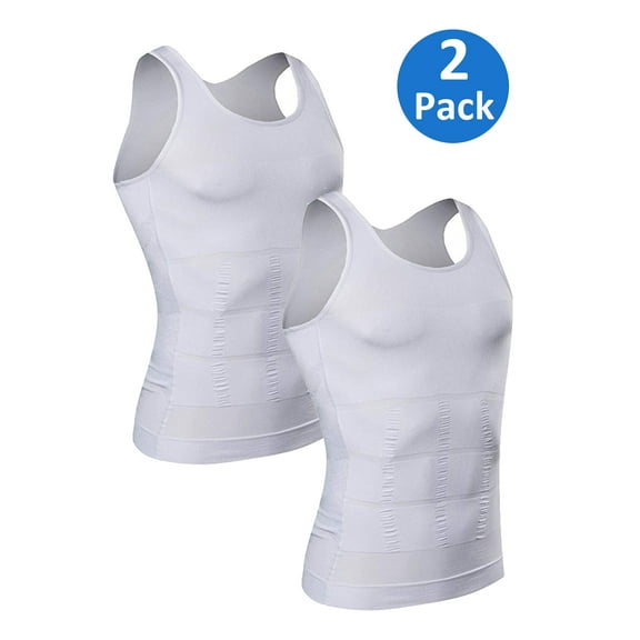 Mens Compression Undershirts Ultra Slimming Body Shaper Belly Control Vest Workout Active Gynecomastia Tank Tops