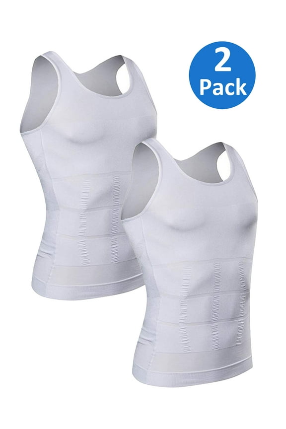 Mens Compression Undershirts Ultra Slimming Body Shaper Belly Control Vest Workout Active Gynecomastia Tank Tops