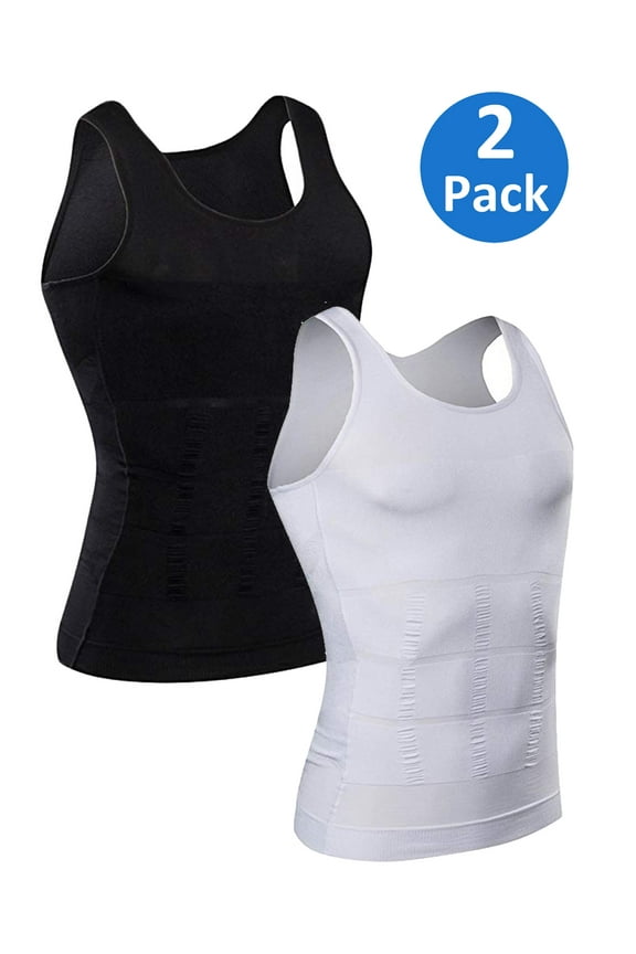 Mens Compression Undershirts Ultra Slimming Body Shaper Belly Control Vest Workout Active Gynecomastia Tank Tops