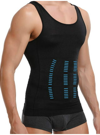 VASLANDA Mens Compression Shirt Slimming Body Shaper Vest Zipper Waist  Trainer Workout Tank Tops Back Support Undershirts 