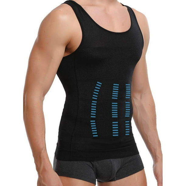 Mens Compression Undershirts Ultra Slimming Body Shaper Belly Control Vest Workout Active
