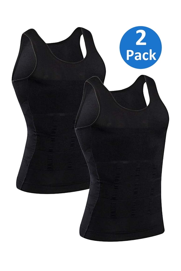 Mens Compression Undershirts Ultra Slimming Body Shaper Belly Control Vest Workout Active Gynecomastia Tank Tops