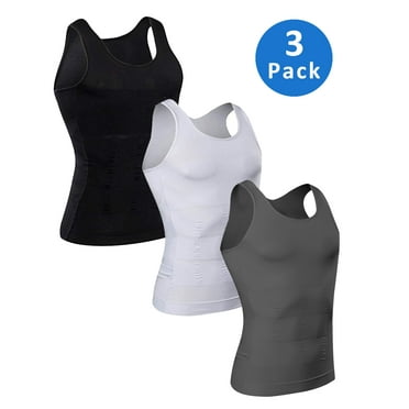 Mens Compression Undershirts Ultra Slimming Body Shaper Belly Control Vest Workout Active Gynecomastia Tank Tops