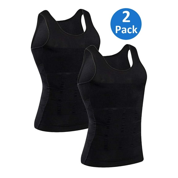 Mens Compression Undershirts Ultra Slimming Body Shaper Belly Control Vest Workout Active Gynecomastia Tank Tops