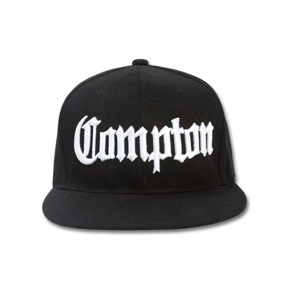 Mens Compton Hat - Embroidered Olde English LA Snapback Cap, Black