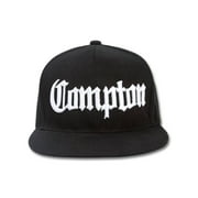 Mens Compton Hat - Embroidered Olde English LA Snapback Cap, Black
