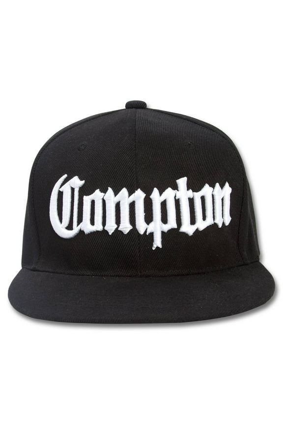 Mens Compton Hat - Embroidered Olde English LA Snapback Cap, Black