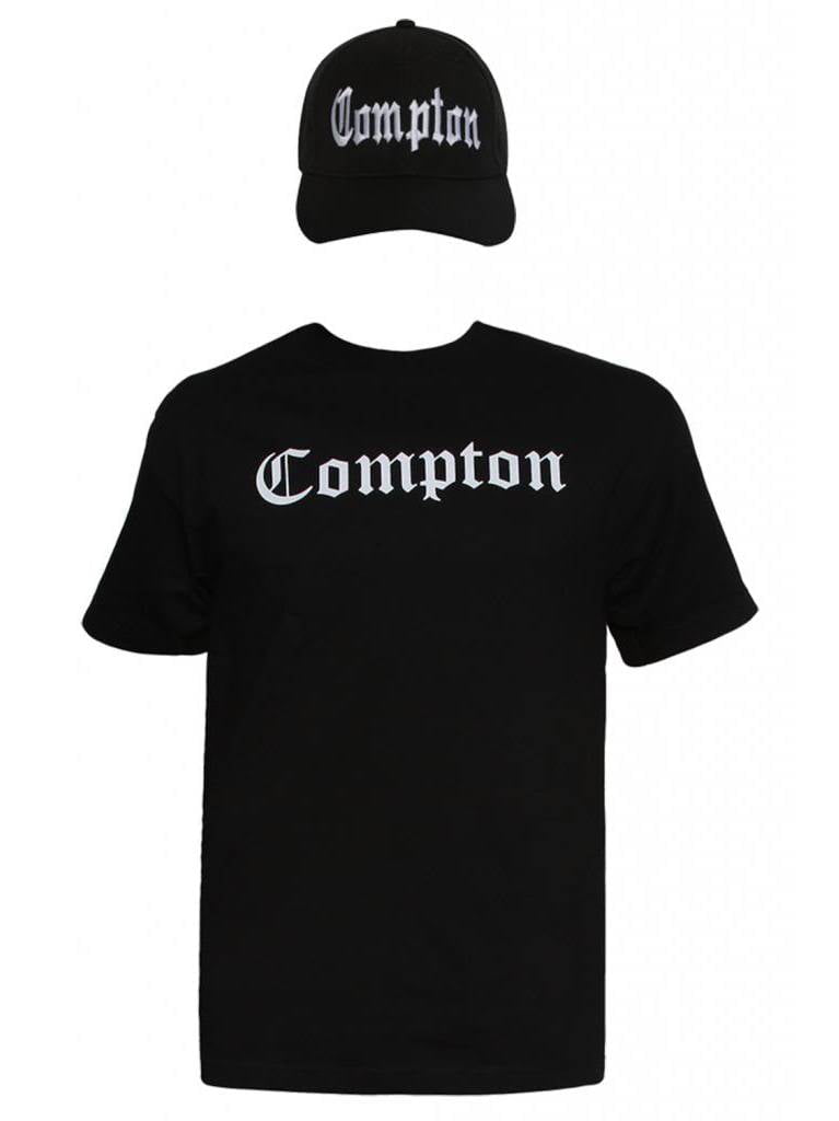 Mens Compton Kit - Black Short-Sleeve T-Shirt + Black Adjustable Cap ...